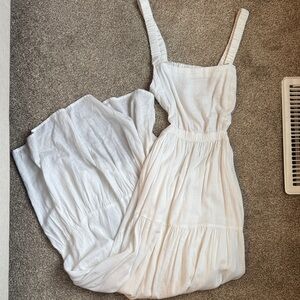Abercrombie Cream Tiered Maxi Dress with Square Neck